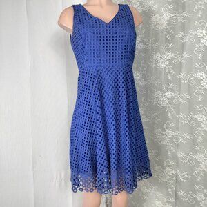 Donna Morgan Lacey eyelet dress Royal Blue size 6